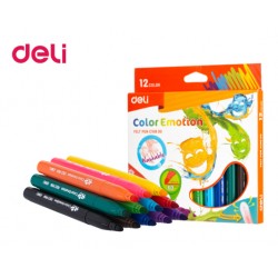 DELI ΜΑΡΚΑΔΟΡΟΣ WASHABLE BLISTER ΧΑΡΤΙΝΟ 12 ΧΡΩΜΑΤΑ 6mm COLOR EMOTION